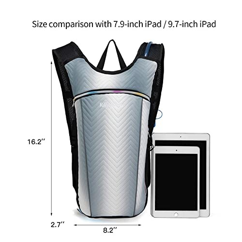 RillyRellow Hydration Backpack with 2L Water Bladder, Grey-4