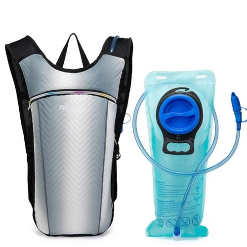 RillyRellow Hydration Backpack with 2L Water Bladder, Grey