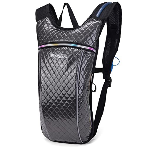 RillyRellow Hydration Backpack with 2L Water Bladder, Rhombus - Black-1