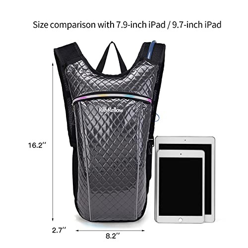RillyRellow Hydration Backpack with 2L Water Bladder, Rhombus - Black-4