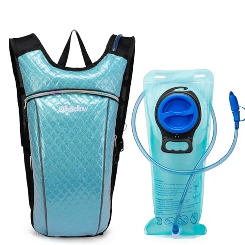 RillyRellow Hydration Backpack with 2L Water Bladder, Rhombus Blue