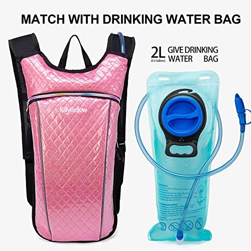 RillyRellow Hydration Backpack with 2L Water Bladder, Rhombus Pink-2