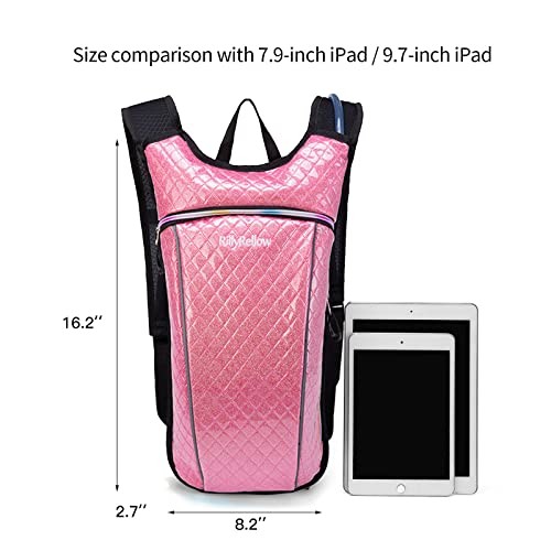 RillyRellow Hydration Backpack with 2L Water Bladder, Rhombus Pink-4