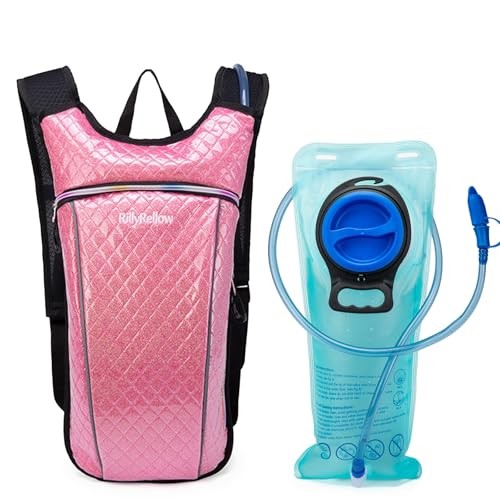 RillyRellow Hydration Backpack with 2L Water Bladder, Rhombus Pink