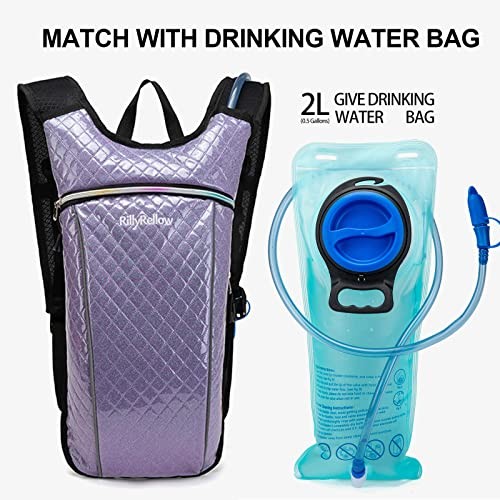RillyRellow Hydration Backpack with 2L Water Bladder, Rhombus - Purple-2