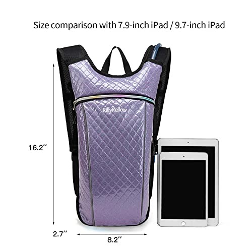 RillyRellow Hydration Backpack with 2L Water Bladder, Rhombus - Purple-4