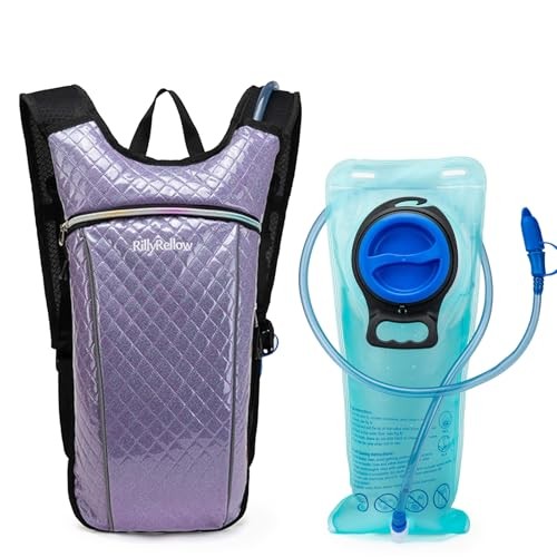 RillyRellow Hydration Backpack with 2L Water Bladder, Rhombus - Purple