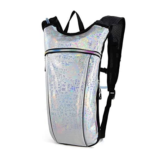 RillyRellow Hydration Backpack with 2L Water Bladder, Silver - English Letters-1