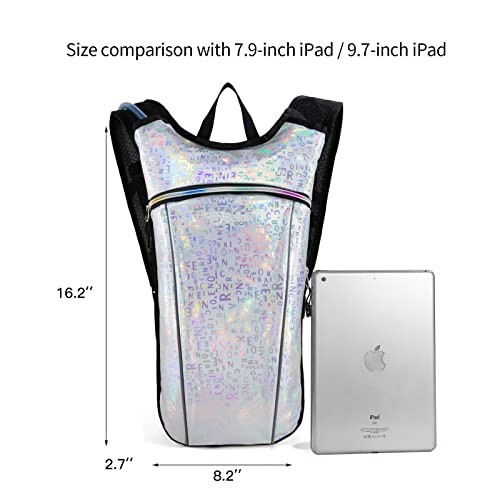 RillyRellow Hydration Backpack with 2L Water Bladder, Silver - English Letters-4