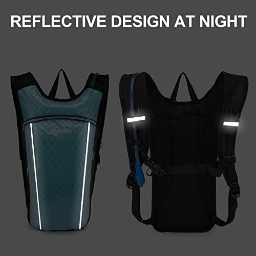 RillyRellow Hydration Backpack with 2L Water Bladder, Silver - English Letters-5