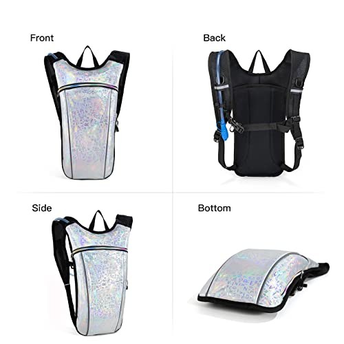 RillyRellow Hydration Backpack with 2L Water Bladder, Silver - English Letters-8