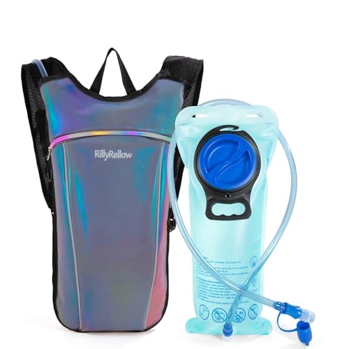 RillyRellow Hydration Backpack with 2L Water Bladder, Tin Grey