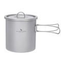 iBasingo 1400ml Titanium Pot with Folding Handle and Lid