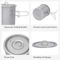 iBasingo 1400ml Titanium Pot with Folding Handle and Lid