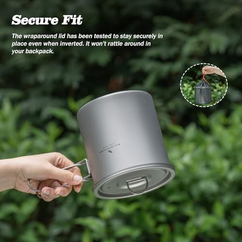 iBasingo 1400ml Titanium Pot with Folding Handle and Lid-4