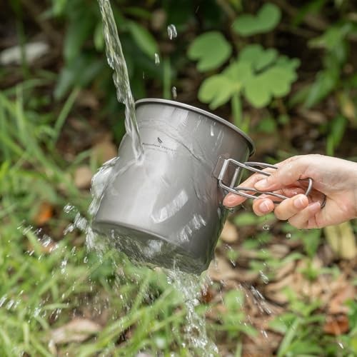 iBasingo 1400ml Titanium Pot with Folding Handle and Lid-7