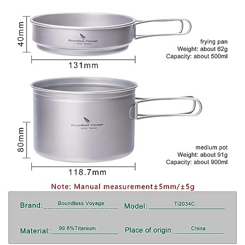 iBasingo Titanium Pot and Pan Set, 500ml + 900ml, Ti2034C-1