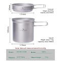 iBasingo 500ml + 1080ml Titanium Pot and Pan Set, Ti2035C