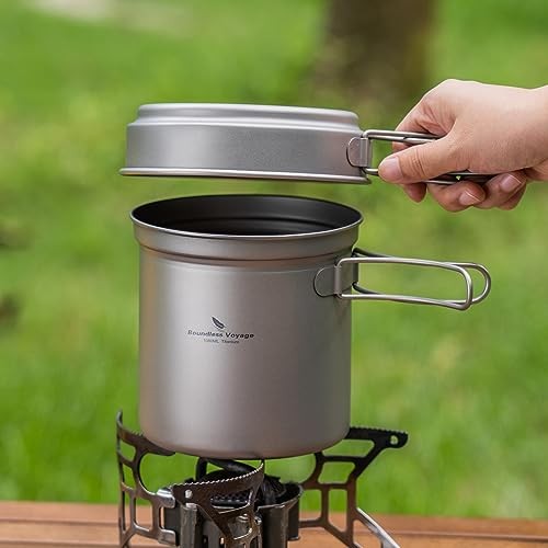 iBasingo 500ml + 1080ml Titanium Pot and Pan Set, Ti2035C-2