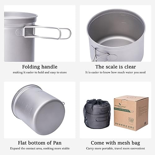 iBasingo Titanium Pot and Pan Set, 500ml + 900ml + 1080ml, Ti2036C-5