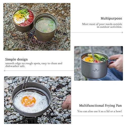 iBasingo Titanium Pot and Pan Set, 500ml + 900ml + 1080ml, Ti2036C-6