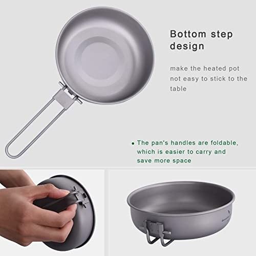 iBasingo Titanium Camping Frying Pan, 5-inch, with Folding Handle and Drawstring Bag-7