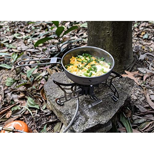 iBasingo Titanium Camping Frying Pan, 5-inch, with Folding Handle and Drawstring Bag-8
