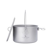 iBasingo Titanium Camping Pot 1.3L Hanging Cookware with Lid, Ti2043C