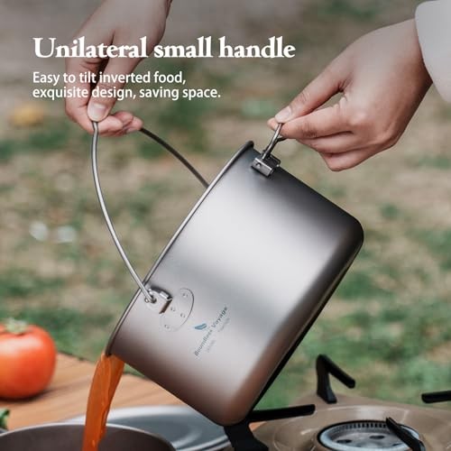 iBasingo Titanium Camping Pot 1.3L Hanging Cookware with Lid, Ti2043C-4