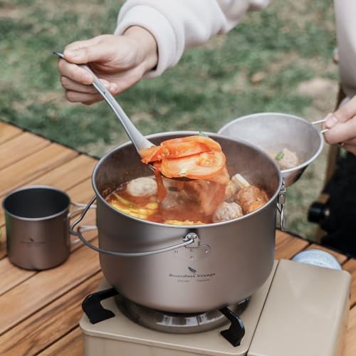 iBasingo Titanium Camping Pot 2.9L Hanging Cookware with Lid-3