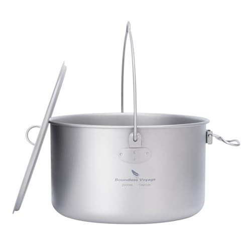 iBasingo Titanium Camping Pot 2.9L Hanging Cookware with Lid