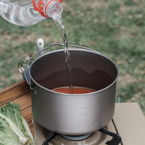 iBasingo Titanium Camping Pot 2.9L Hanging Cookware with Lid-7