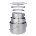 iBasingo Titanium Camping Pot Set 1.3L, 1.95L and 2.9L with Lid