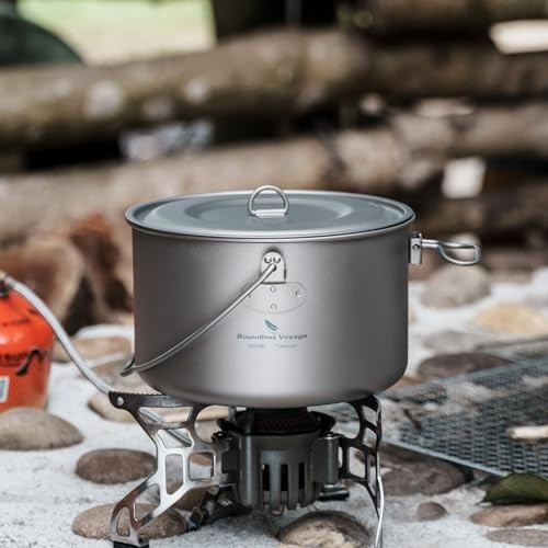 iBasingo Titanium Camping Pot Set 1.3L, 1.95L and 2.9L with Lid-8