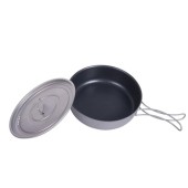iBasingo Titanium Camping Frying Pan 19cm 1000ml with Lid, Ceramic Non-Stick, Folding Handle