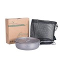 iBasingo Titanium Camping Frying Pan 19cm 1000ml with Lid, Ceramic Non-Stick, Folding Handle
