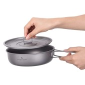 iBasingo Titanium Frying Pan 19cm 1000ml with Folding Handle and Lid, Non-Coating Ti2065C