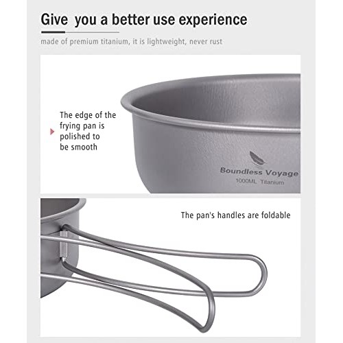 iBasingo Titanium Frying Pan 19cm 1000ml with Folding Handle and Lid, Non-Coating Ti2065C-3
