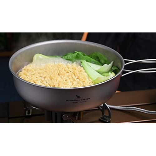 iBasingo Titanium Frying Pan 19cm 1000ml with Folding Handle and Lid, Non-Coating Ti2065C-7