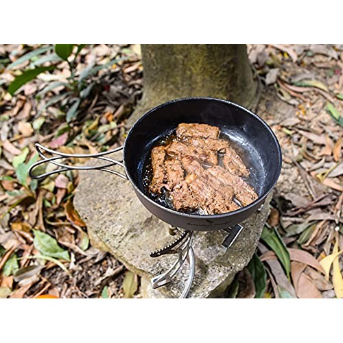 iBasingo Titanium Non-Stick Camping Frying Pan 15cm 700ml, 85g, Folding Handle, Ti2062C-4