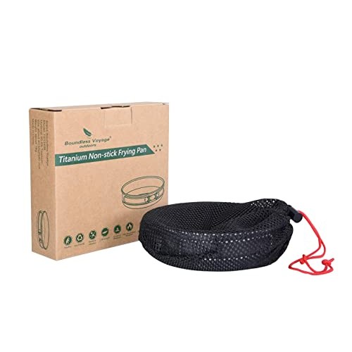 iBasingo Titanium Non-Stick Camping Frying Pan 15cm 700ml, 85g, Folding Handle, Ti2062C-8