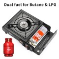 iBest UK Portable Camping Gas Stove with Carry Case, Single Black