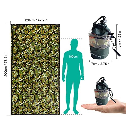 Irfora Emergency Sleeping Bag Bivy Sack for 1-2 Person with Whistle, Color B-6