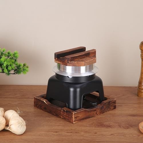 Shurhome Japanese Alcohol Stove Rice Steamer Cooker Pan with Wood Lid, Aluminium, Small (S)-2