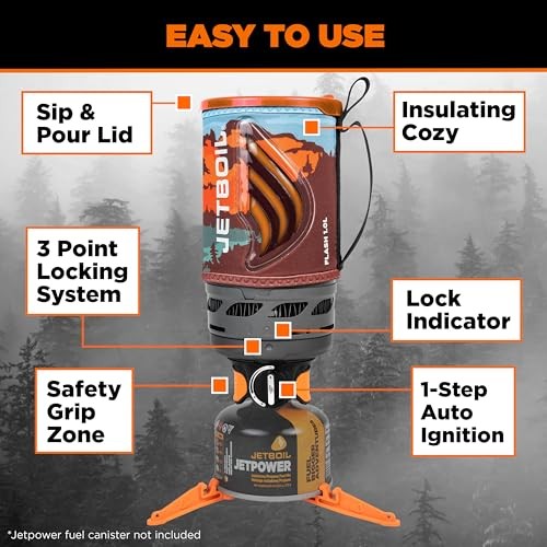 Jetboil Flash 1.0L Portable Fast Boil Stove, Mountainscape-4