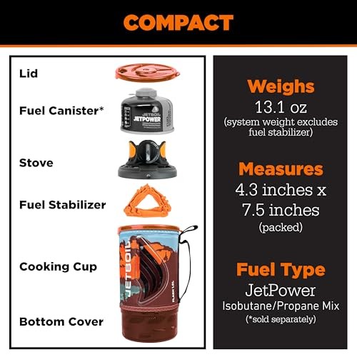 Jetboil Flash 1.0L Portable Fast Boil Stove, Mountainscape-6