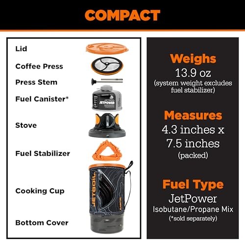 Jetboil Flash 1.0L Fast Boil Stove with Silicone French Press and Auto Ignition-6