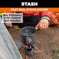 Jetboil Stash Ultralight Backpacking Stove Cooking System with Titanium Burner and 0.8L FluxRing Cookpot