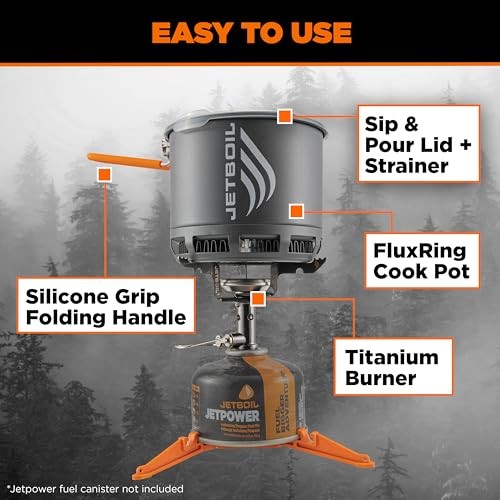 Jetboil Stash Ultralight Backpacking Stove Cooking System with Titanium Burner and 0.8L FluxRing Cookpot-4