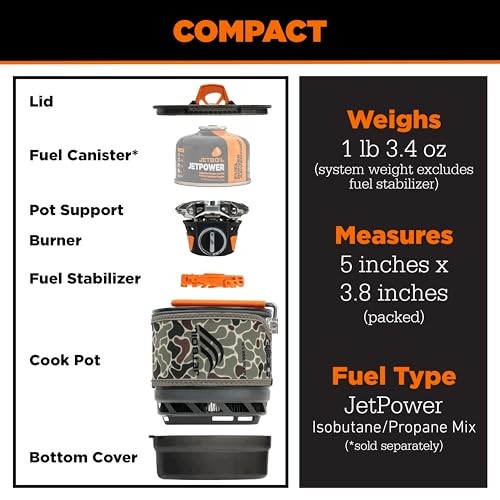Jetboil TrailCook 1.2 Litre Camping and Backpacking Cooking System, Green Duck Camo-6
